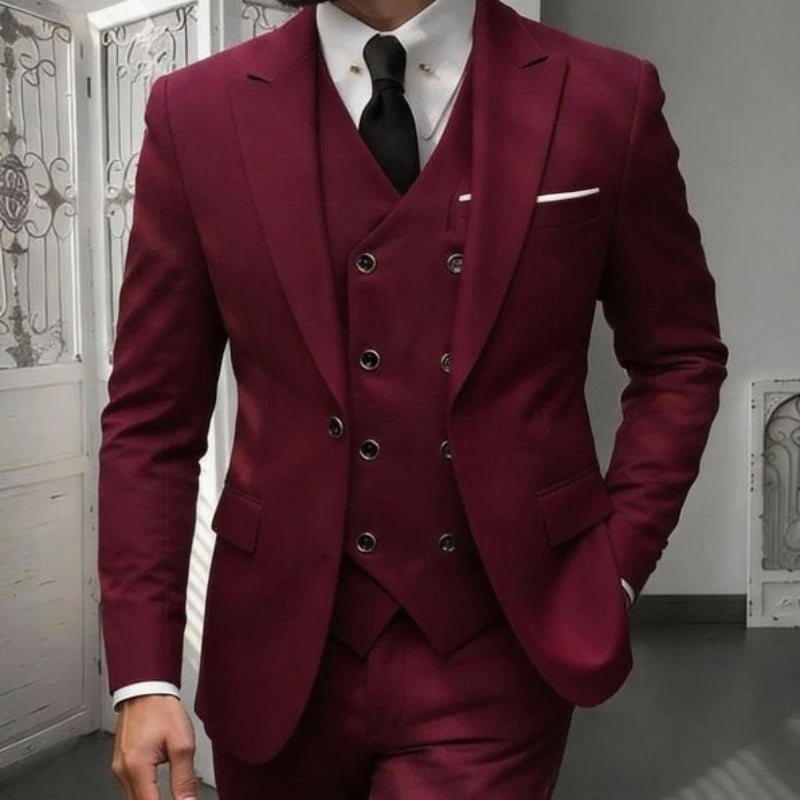 Men's 3-Piece Slim Fit Notched Lapel Suit Set — product view
