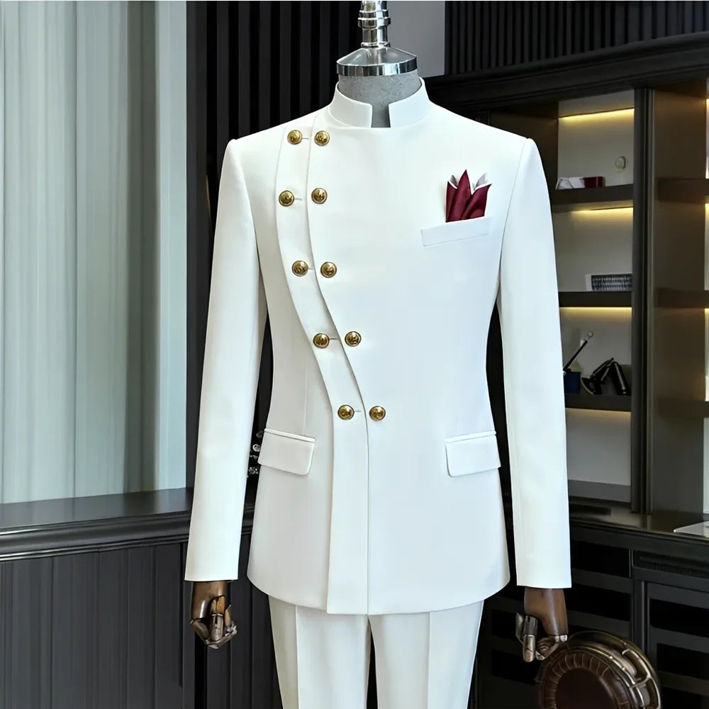 Men's Navy 2-Piece Double-Breasted Suit Set — product view