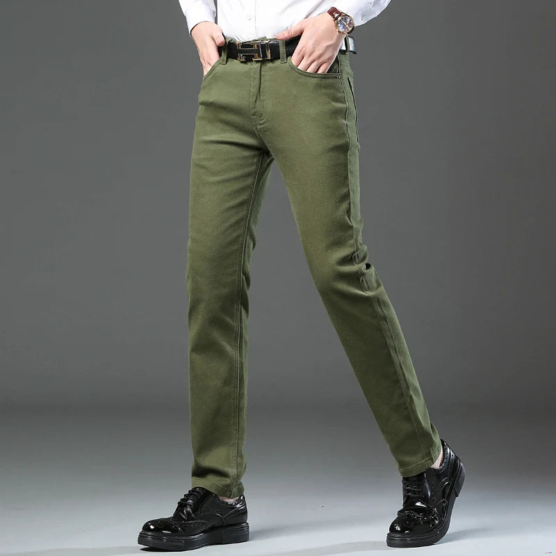 Men's Straight-Leg Stretch Denim Jeans - Business Casual Style — product view