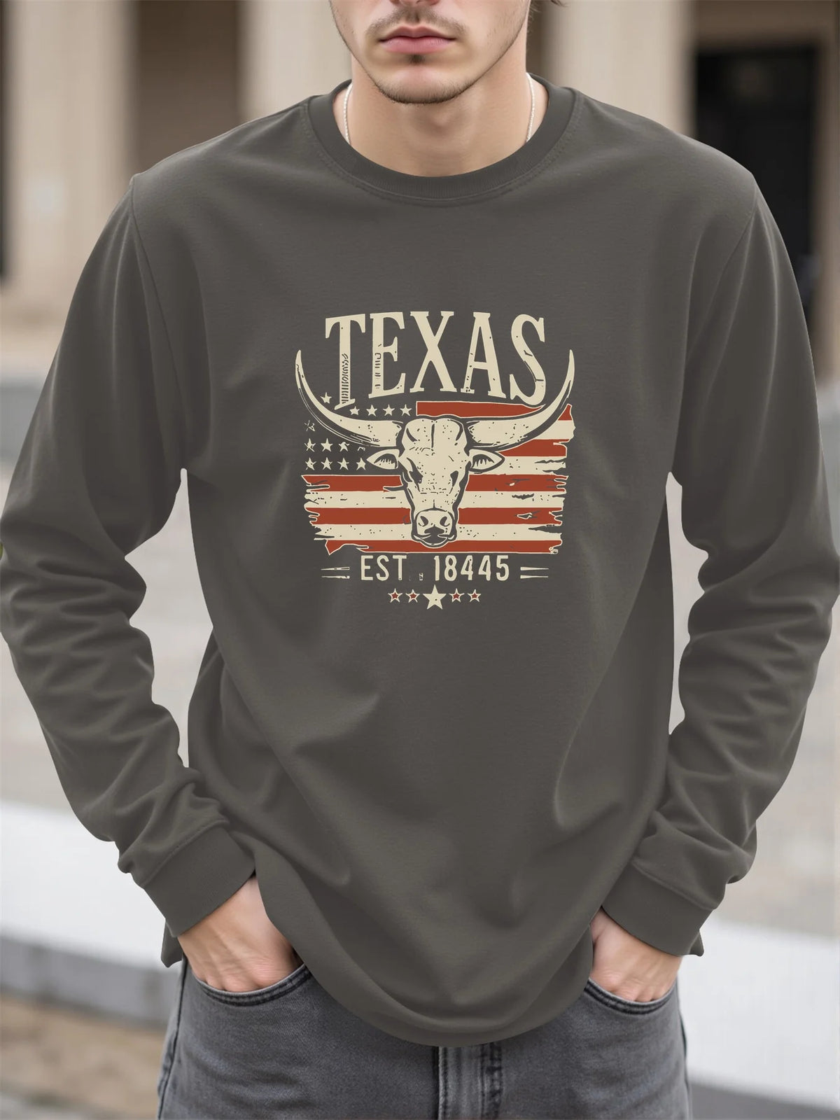 Men's Graphic Print Long-Sleeve Casual T-Shirt
