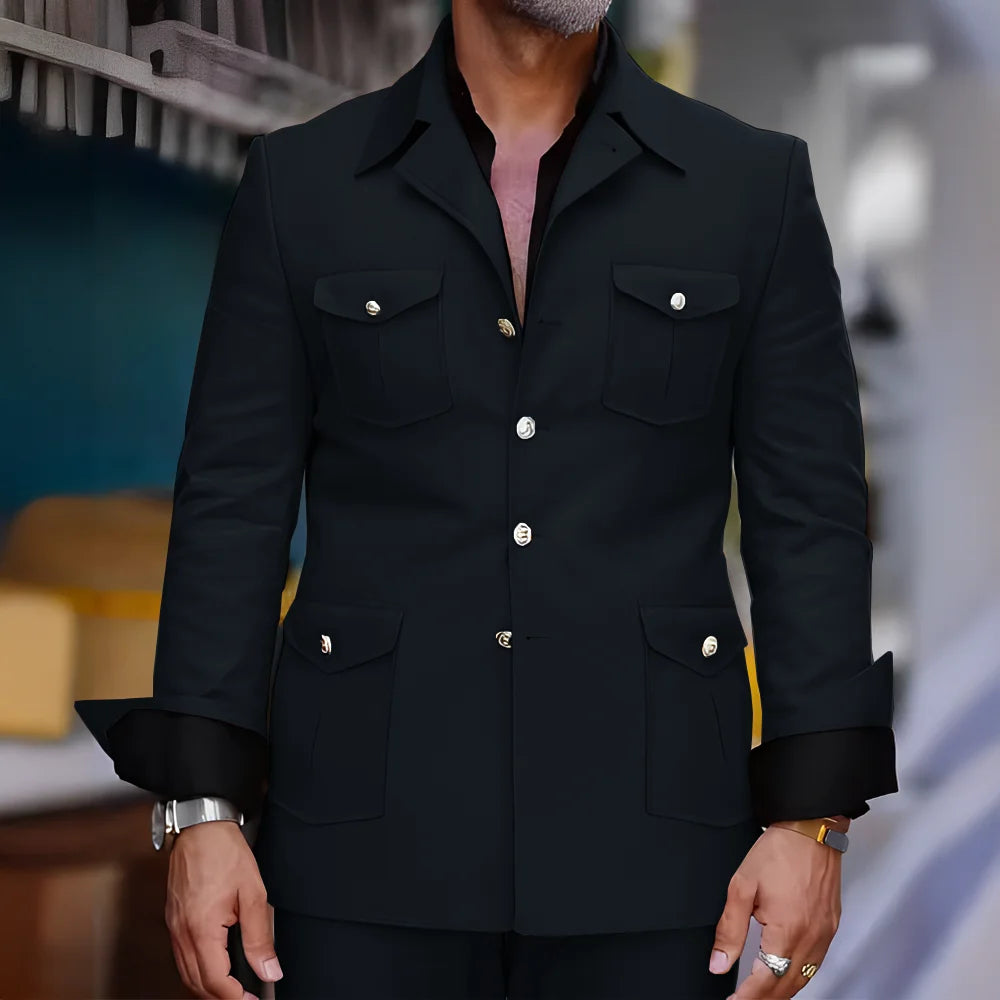 Men's Safari-Collar Jacket & Trouser Set