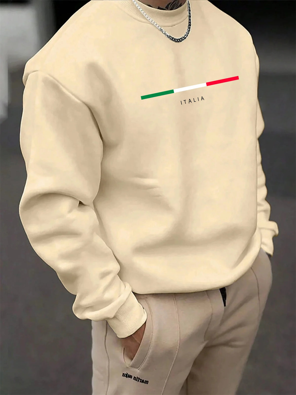 Men's Letter Print Crew-Neck Sweatshirt