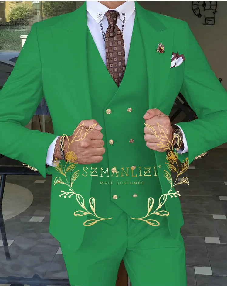 Men's Beige 3-Piece Suit Set — product view