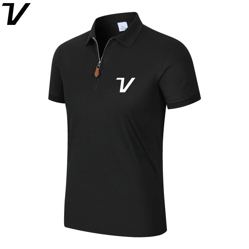 Men's Short-Sleeve Zip-Neck Polo Shirt