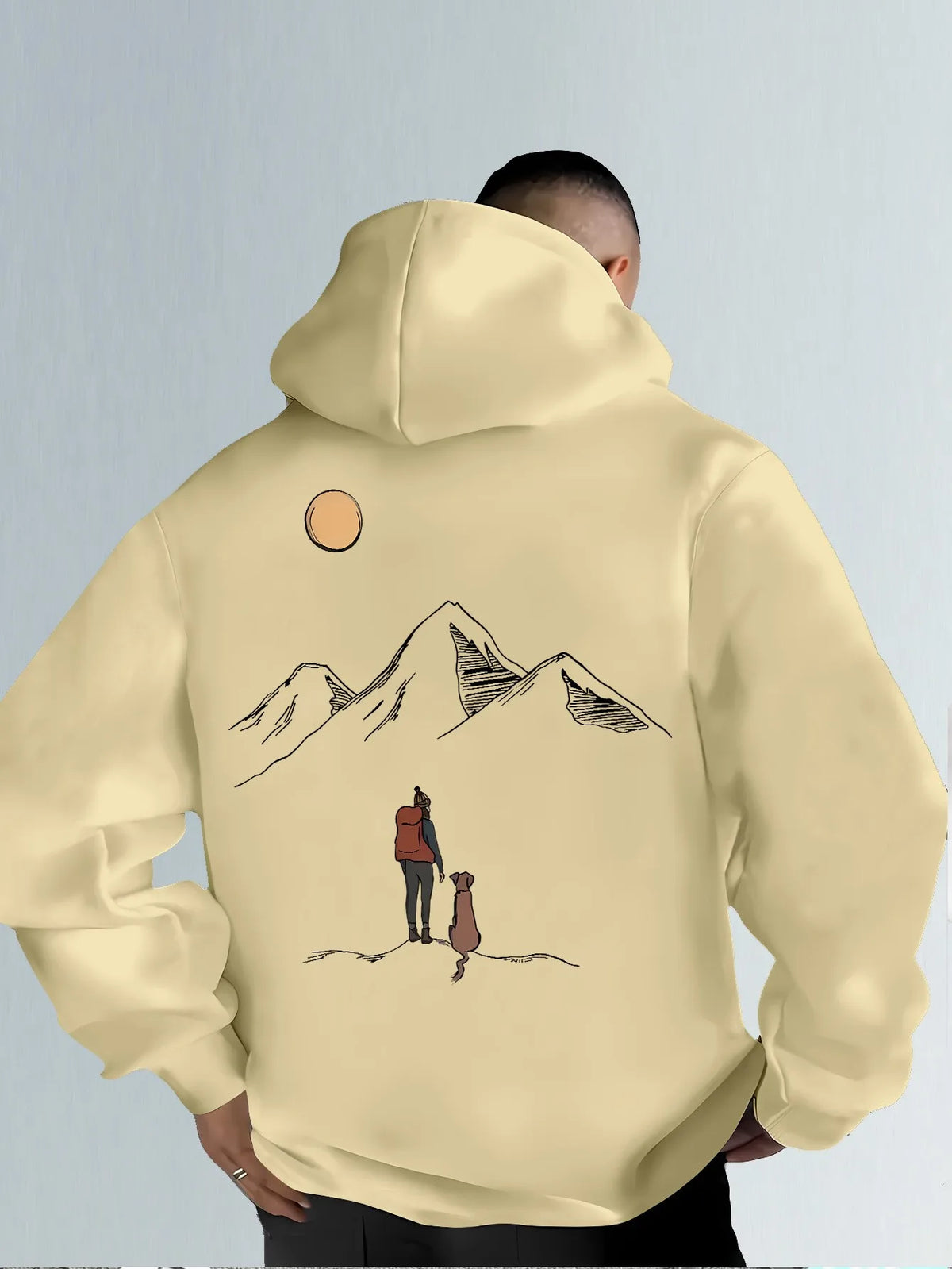 Men's Mountain Print Casual Hoodie