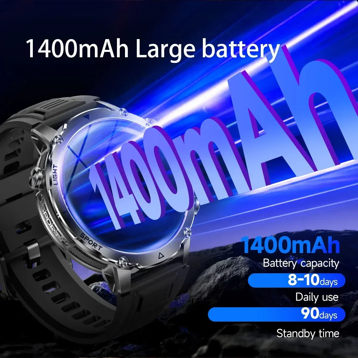 Outdoor 1.7-Inch Calling Smartwatch with Flashlight