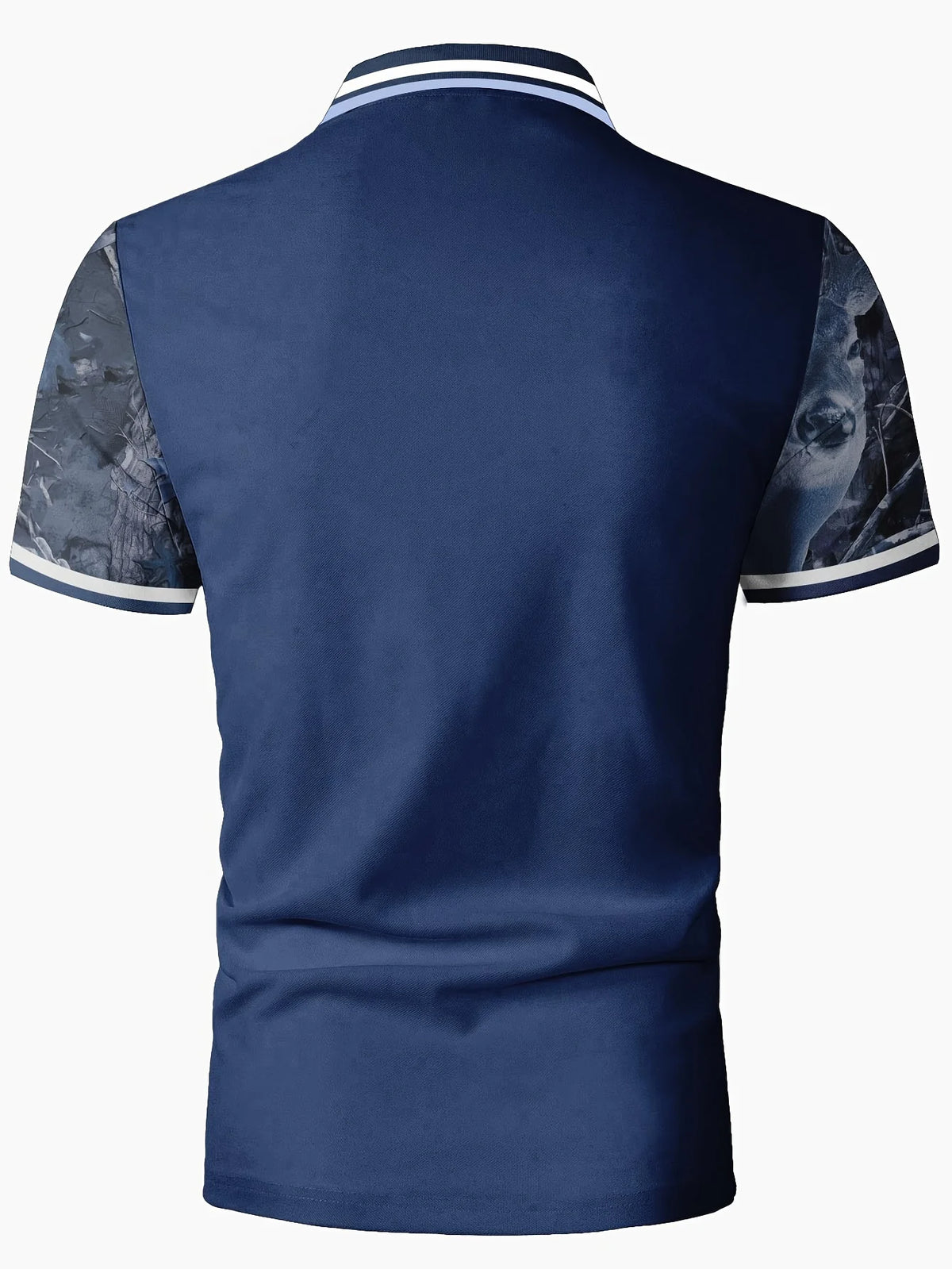Men's Graphic Print Short-Sleeve Zip-Neck Polo Shirt
