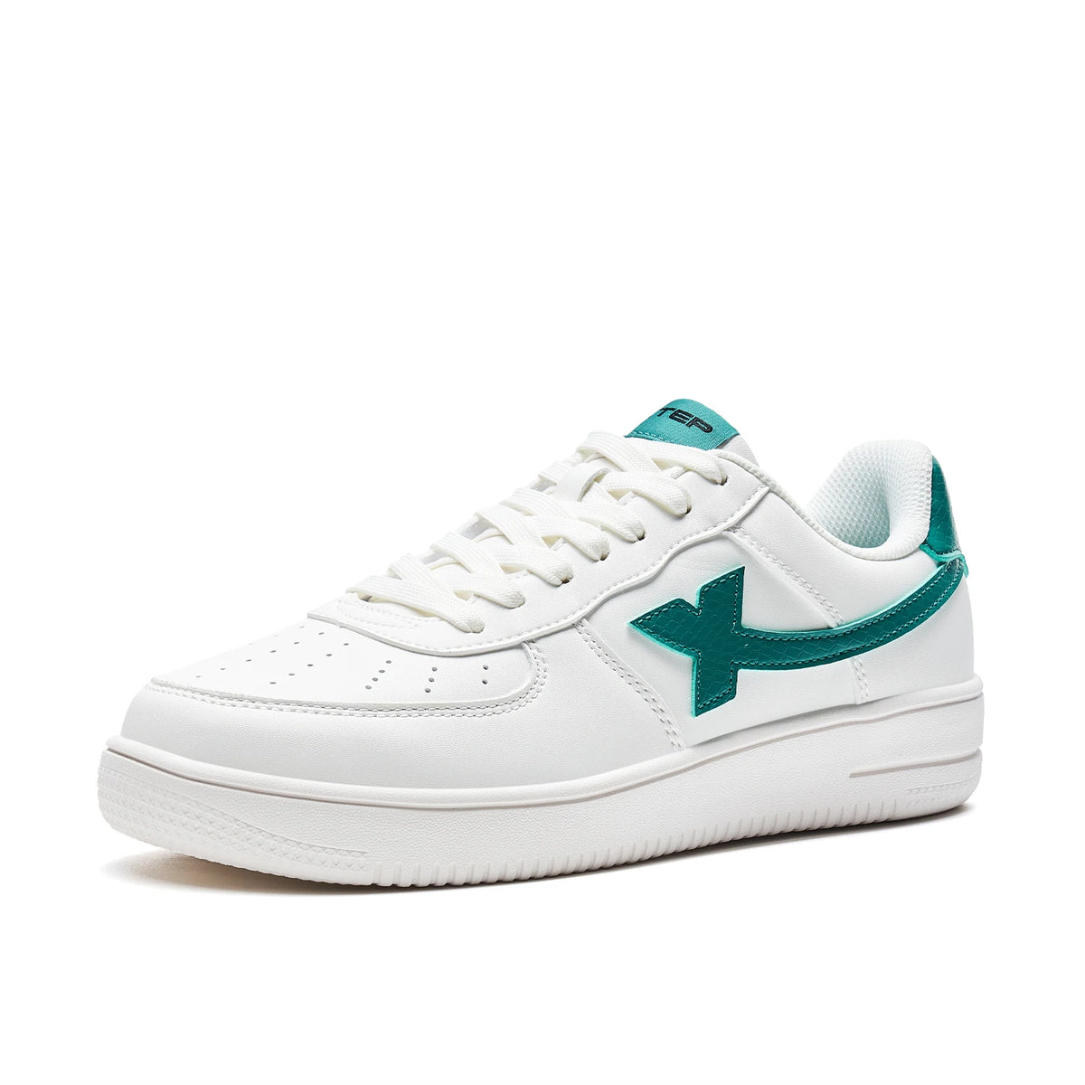 Unisex White Lace-Up Skate-Style Sneakers — product view