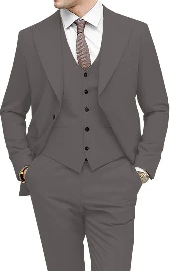 Men's 3-Piece Slim Fit Peak Lapel Suit Set — product view
