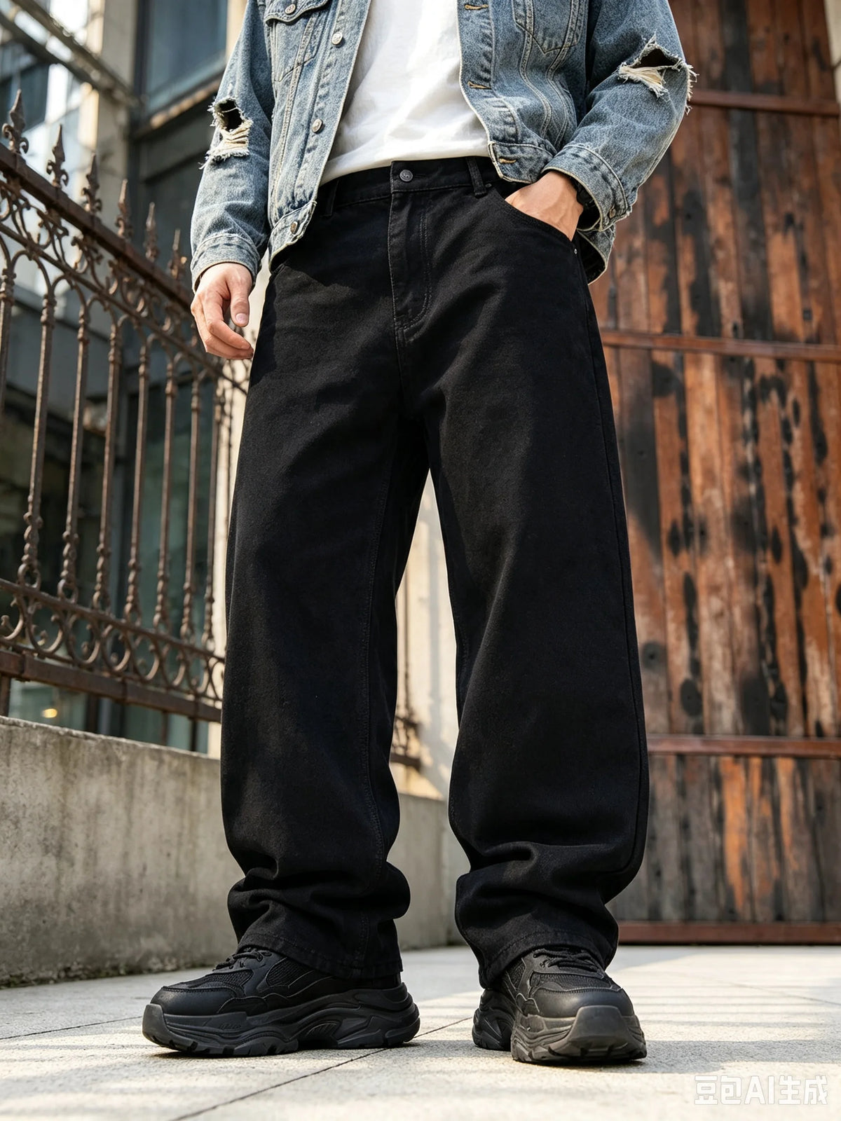 Men's Wide-Leg Stretch Denim Jeans — product view