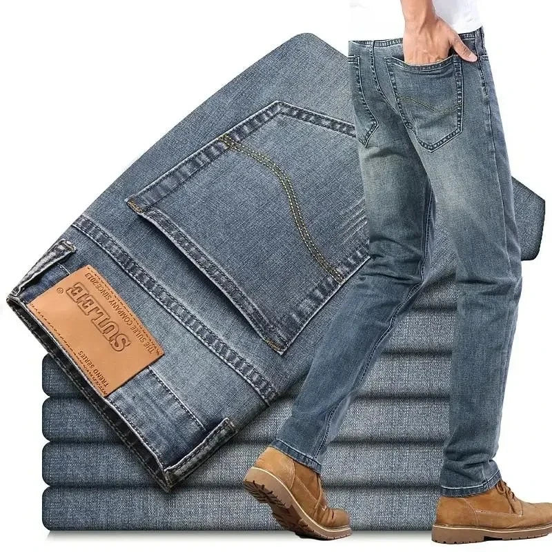 Men's Slim Fit Stretch Denim Jeans - Business Casual Style — product view