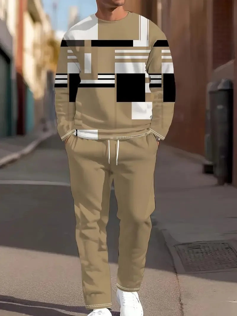 Men's Graphic Print Sweatshirt & Pants Set
