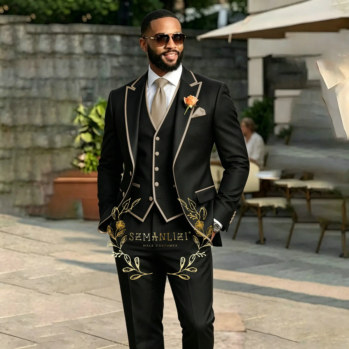 Men's Black 3-Piece Suit Set — product view