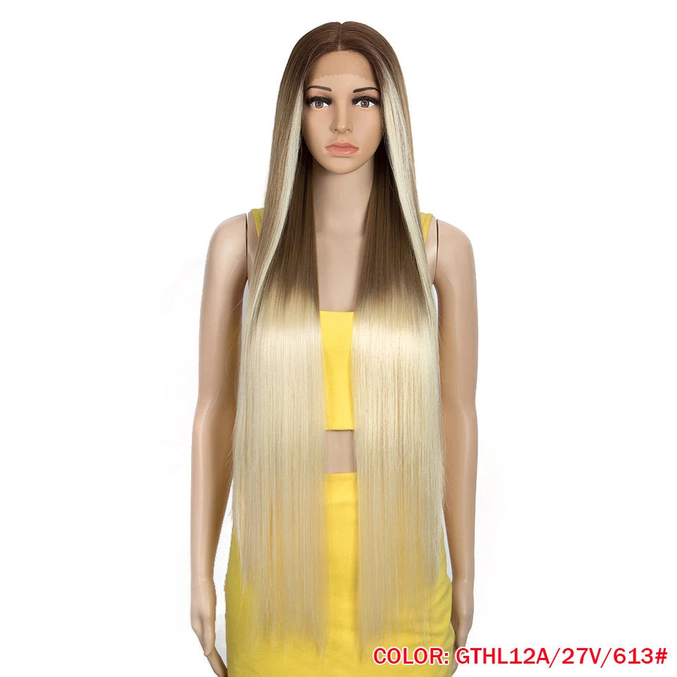 38 Inch Straight Hair Synthetic Lace Front Wig High Temperature Fiber - OSASCO