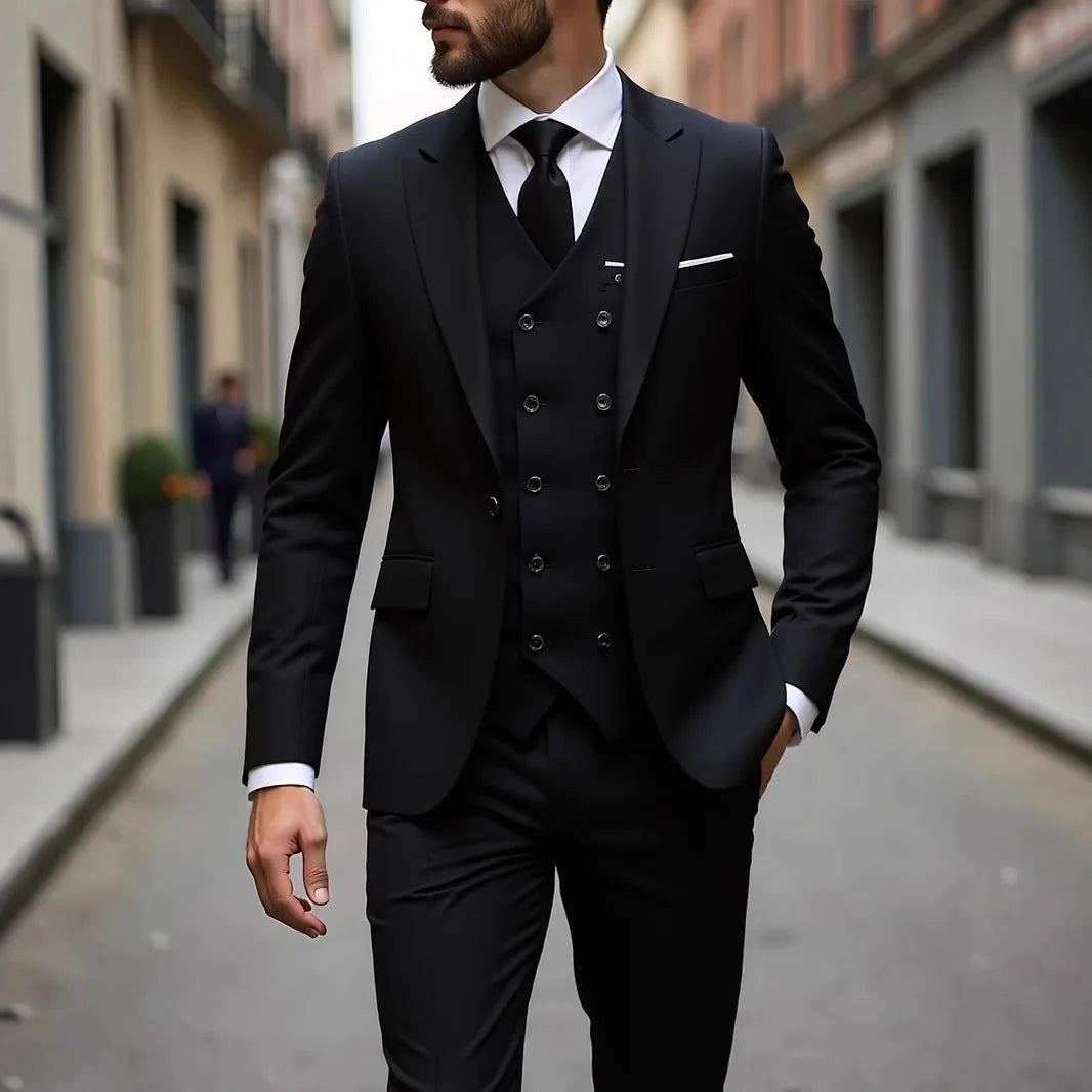 Men's Single-Breasted Three-Piece Formal Suit