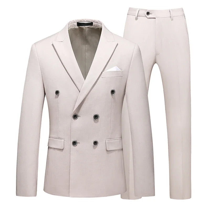 Men's 2-Piece Slim Fit Double-Breasted Peak Lapel Suit Set — product view