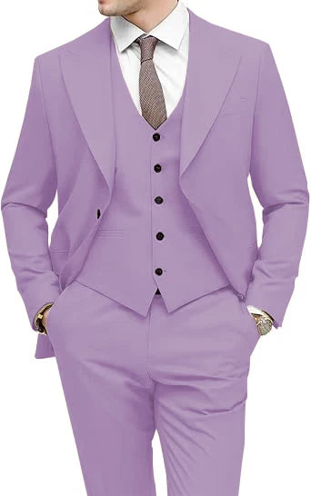 Men's 3-Piece Slim Fit Peak Lapel Suit Set — product view