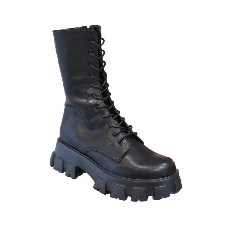 Women's Mid-Calf Lace-Up Platform Boots — product view