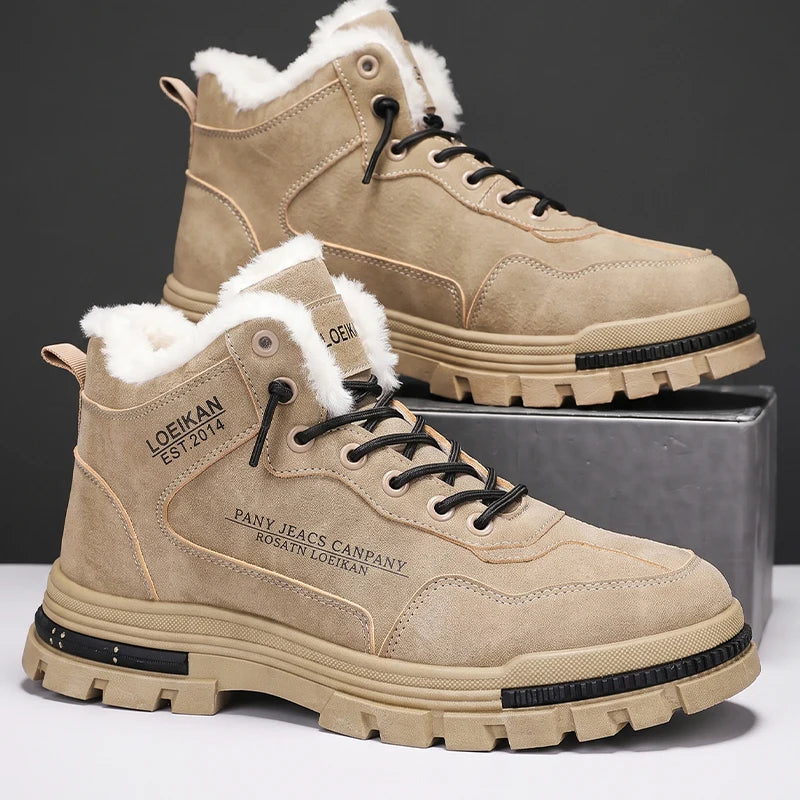 Bottes d’hiver pour homme à col rembourré et semelle crantée