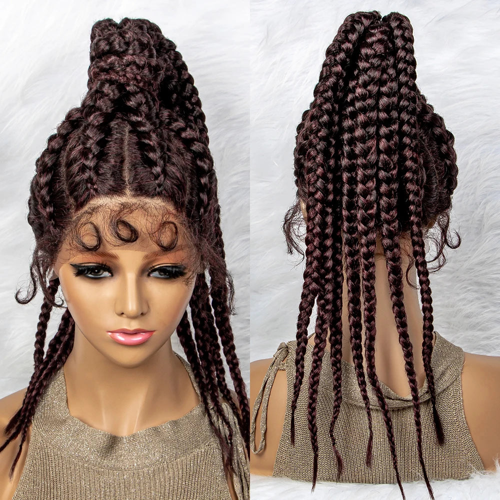Braided Lace Front Wig 360 Synthetic Wig 24inches Box Wig Braids - OSASCO