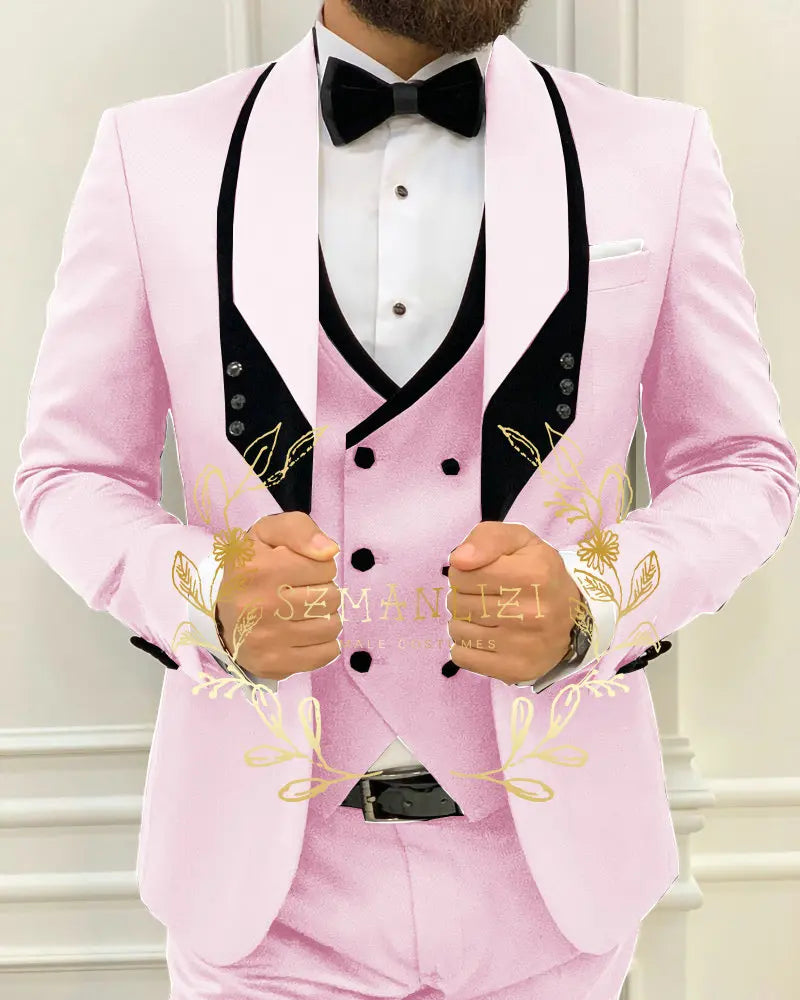 Men's Royal Blue 3-Piece Slim Fit Suit Set — product view