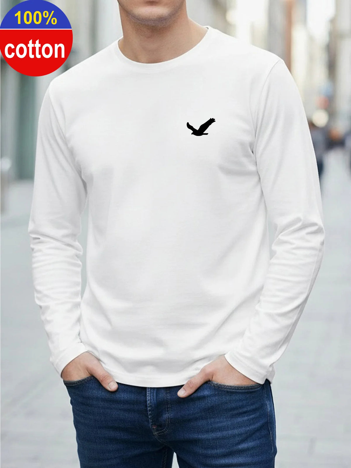 Men's Animal Print Long-Sleeve Casual T-Shirt