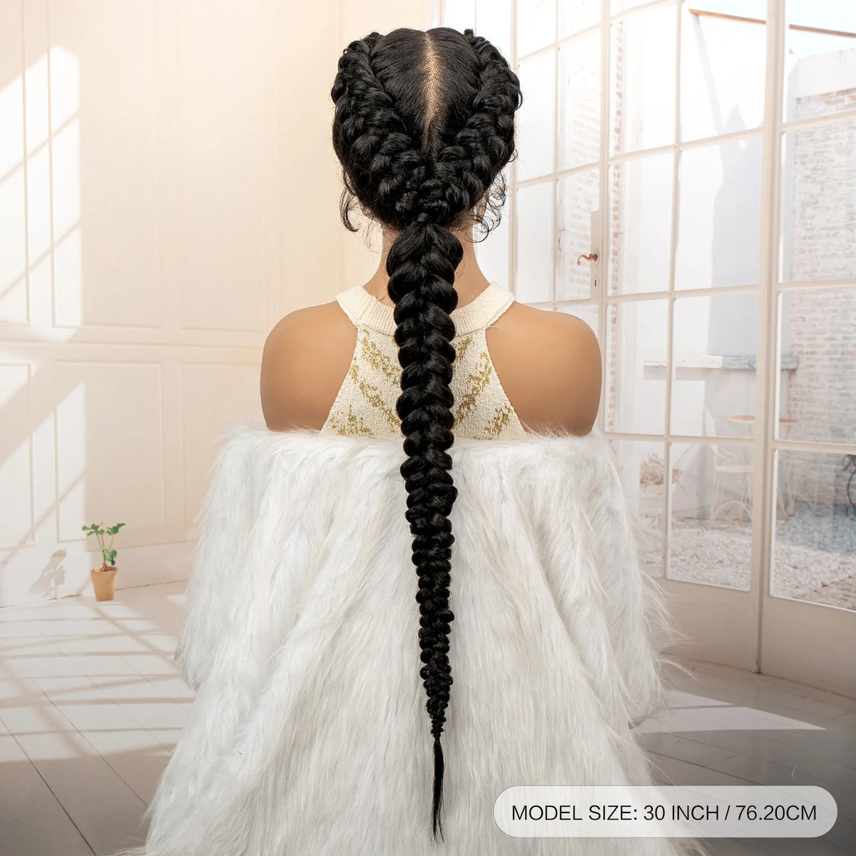 30 Inches Full Lace Synthetic Fishtail Braided Wig Ponytail Wig Lace - OSASCO