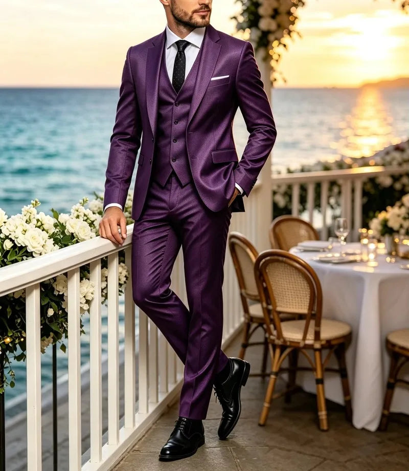 Men's Notch-Lapel Three-Piece Suit