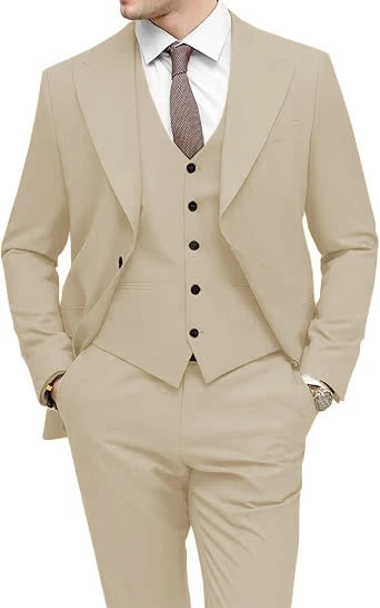 Men's 3-Piece Slim Fit Peak Lapel Suit Set — product view