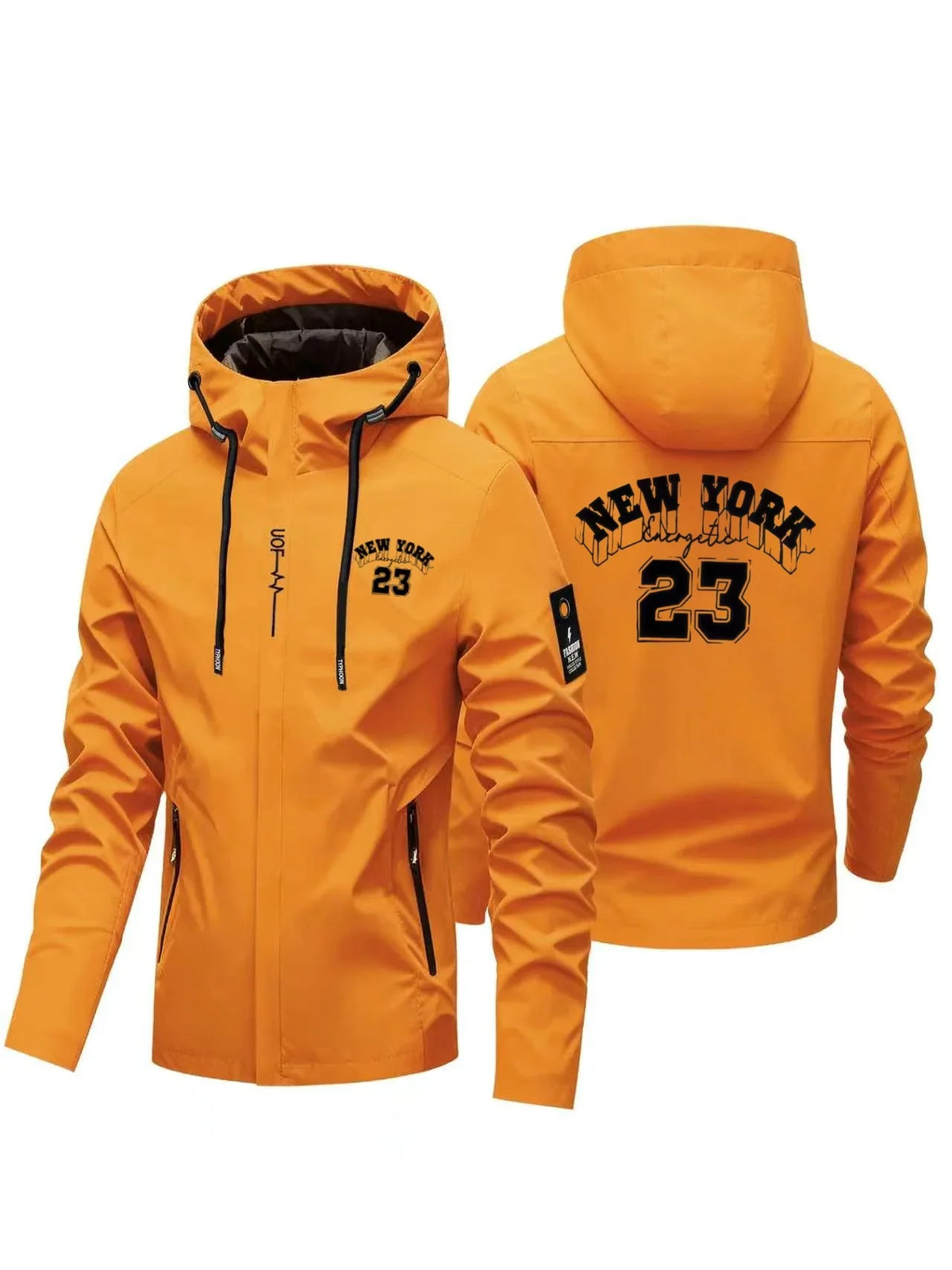 Men's Letter Print Hooded Zip-Up Jacket
