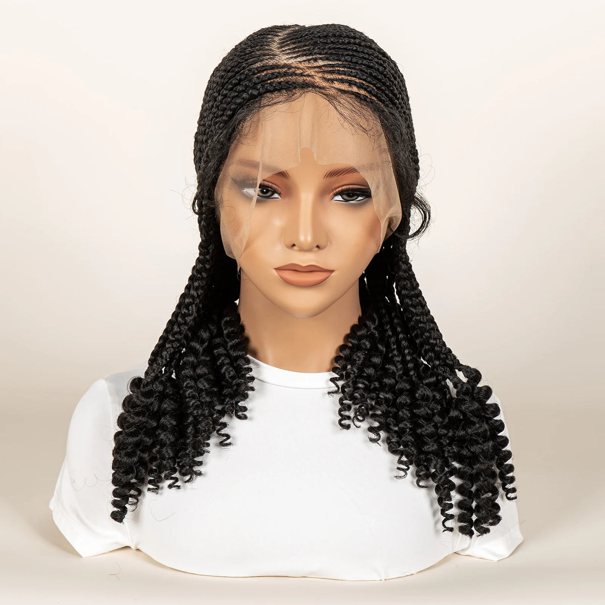 Women's Natural Black Cornrow Braided Synthetic Wig — product view