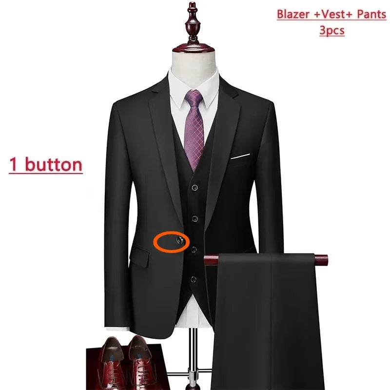 Men's Classic Three-Piece Wedding Suit