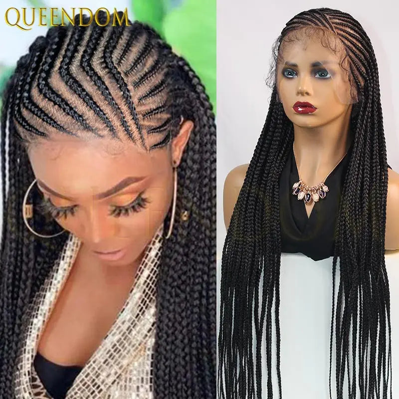 36" Synthetic Full Lace Wig Knotless Box Braid African Braided Wig - OSASCO