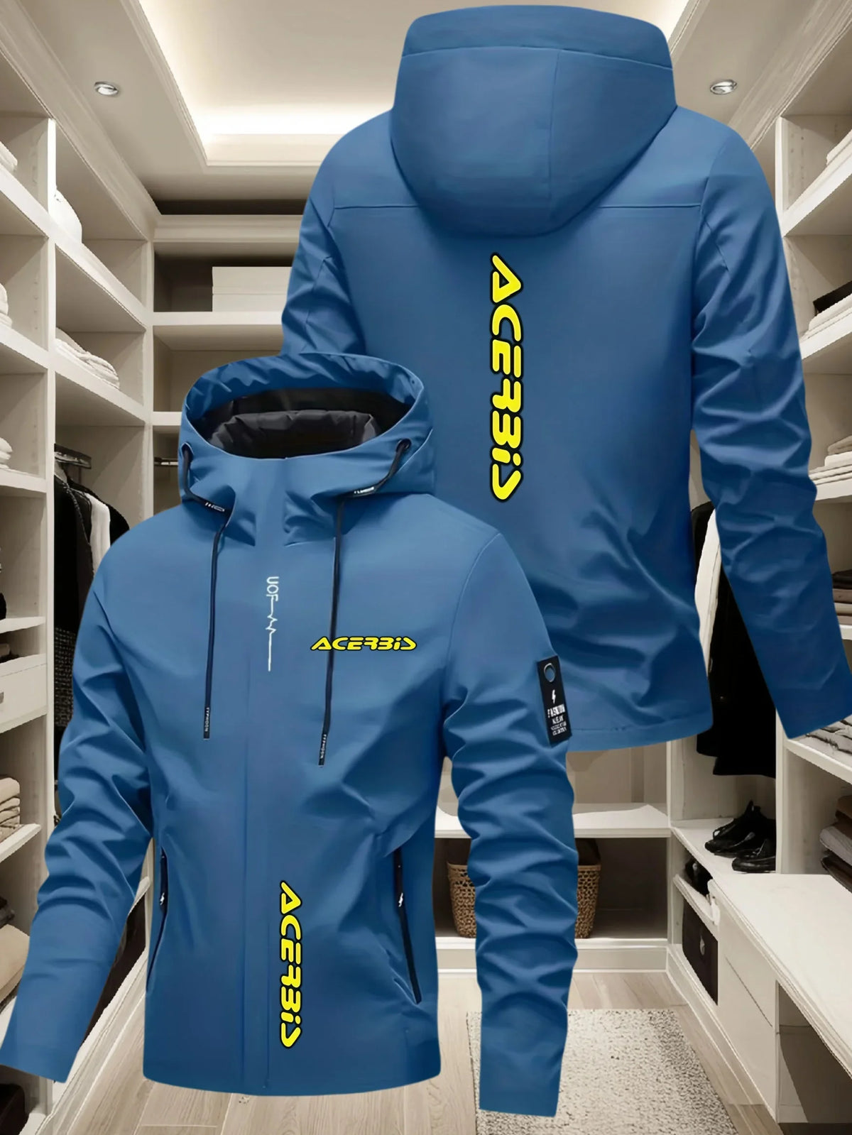 Men's Graphic Print Hooded Zip-Up Jacket