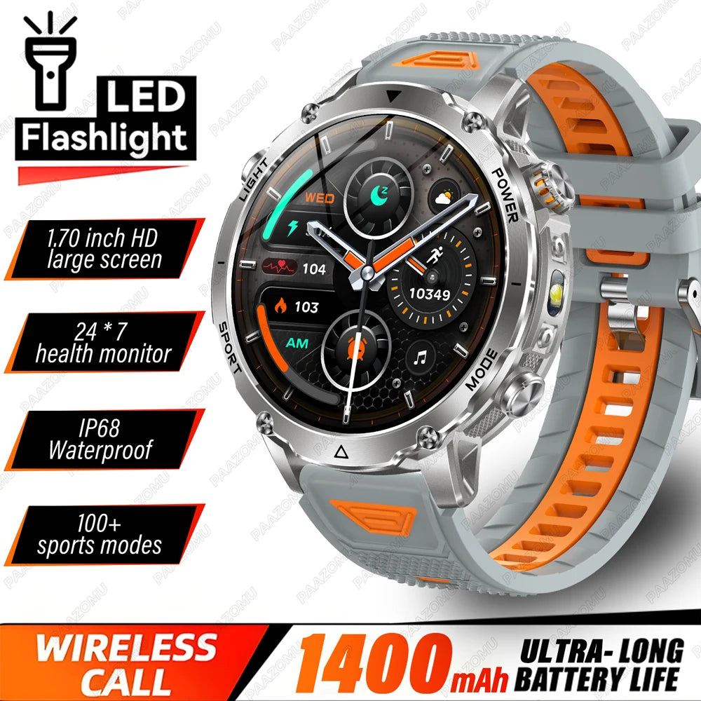 Outdoor 1.7-Inch Calling Smartwatch with Flashlight