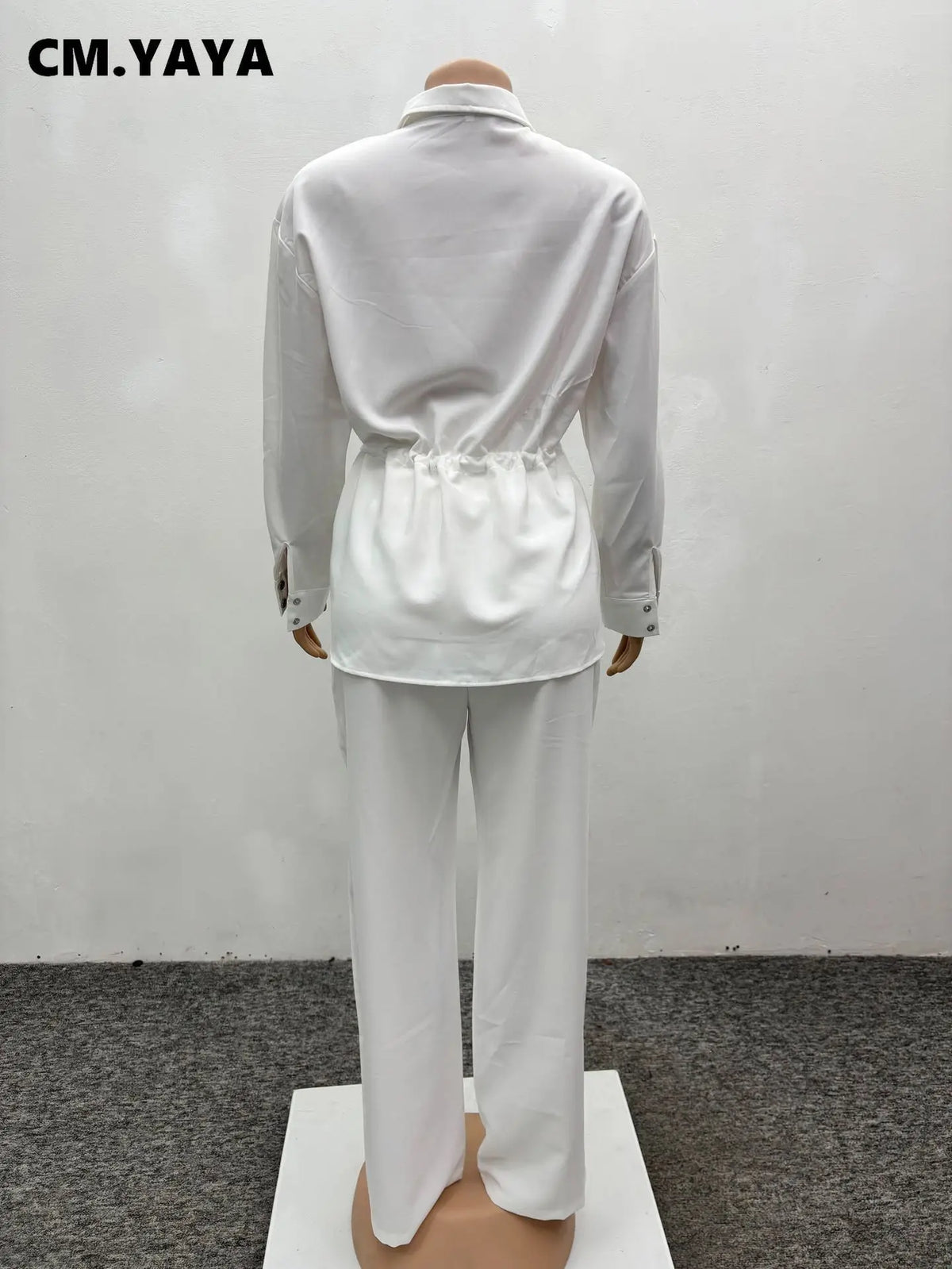 Women's Drawstring Shirt & Wide-Leg Pants Set