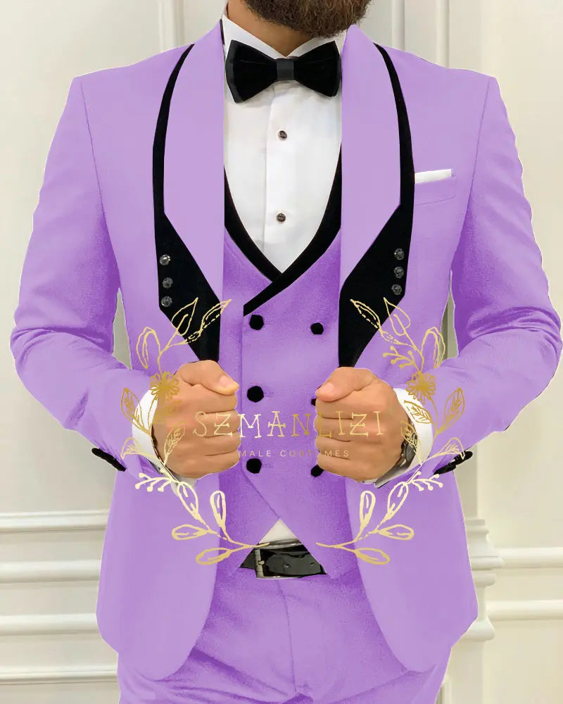 Men's Royal Blue 3-Piece Slim Fit Suit Set — product view