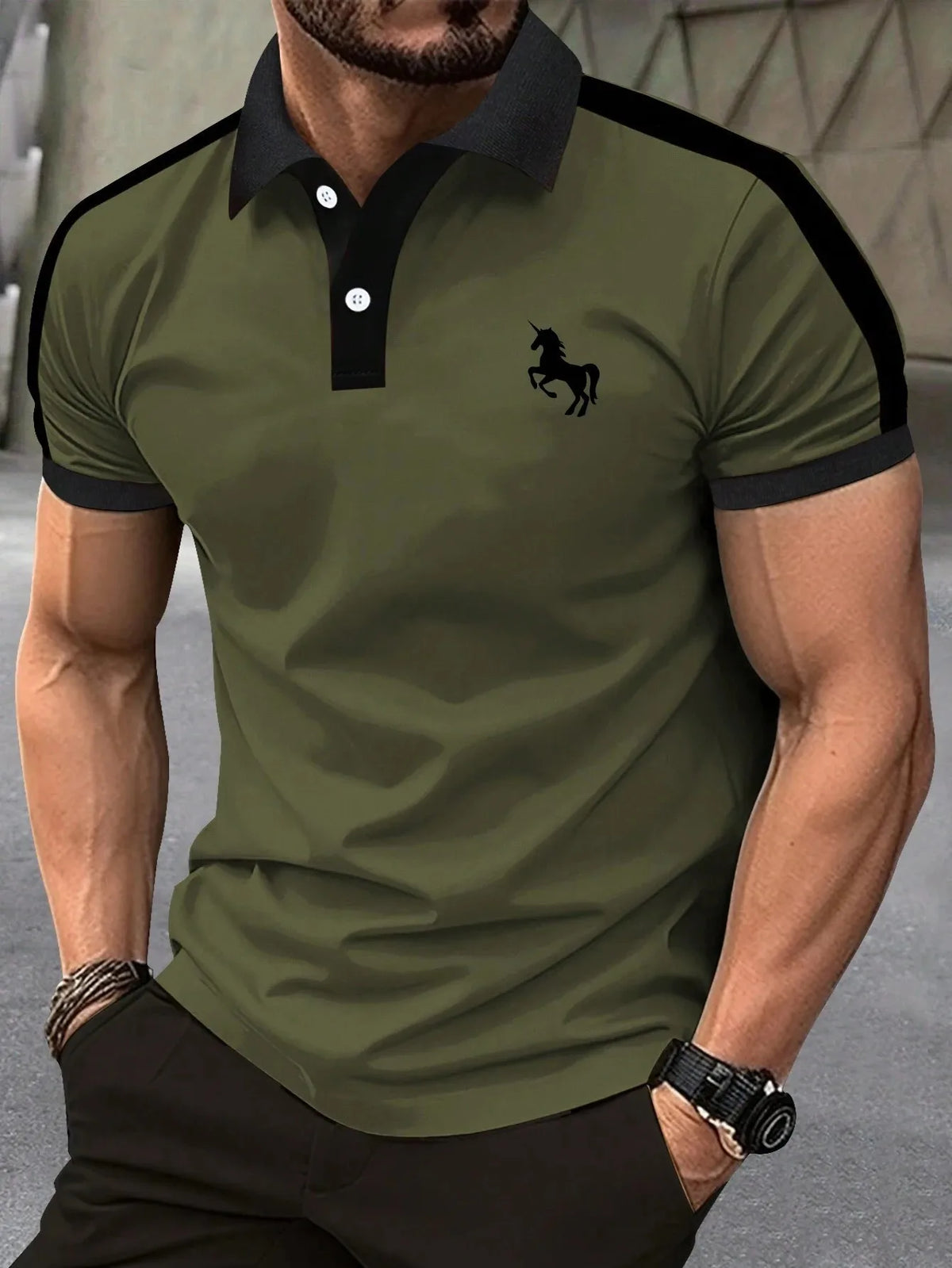 Men's Graphic Print Short-Sleeve Polo Shirt