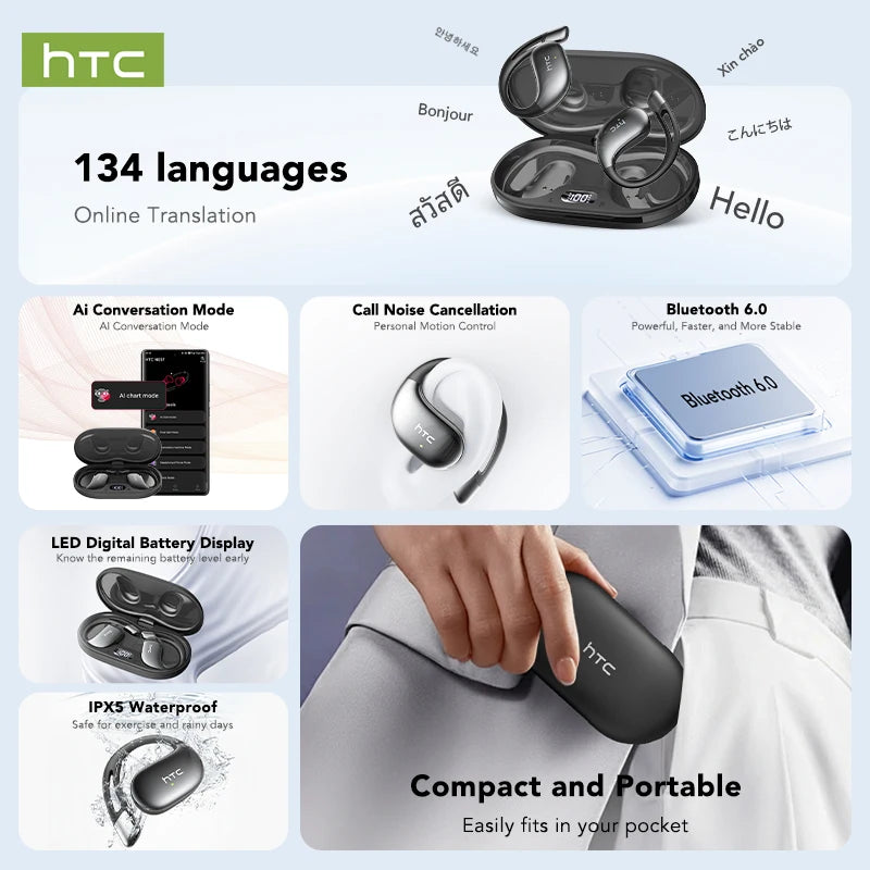 Open-Ear AI Translation Bluetooth Earbuds