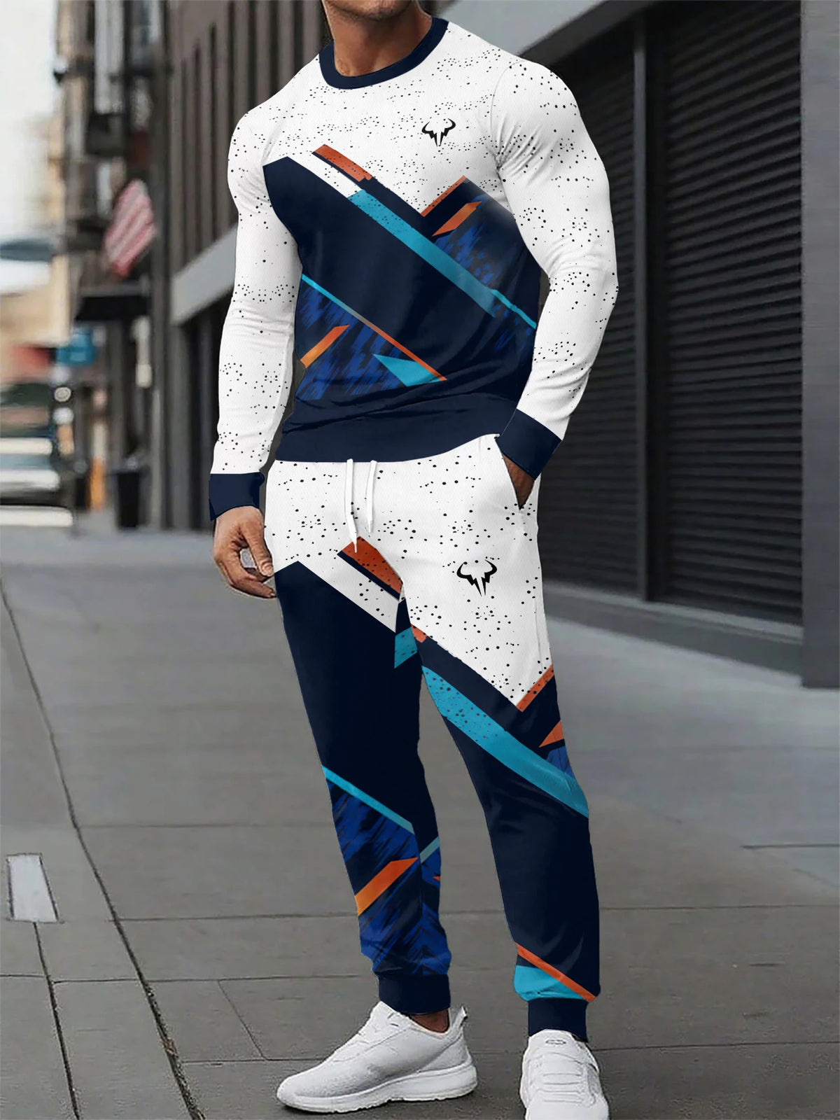 Men's Graphic Print Sweatshirt & Pants Set