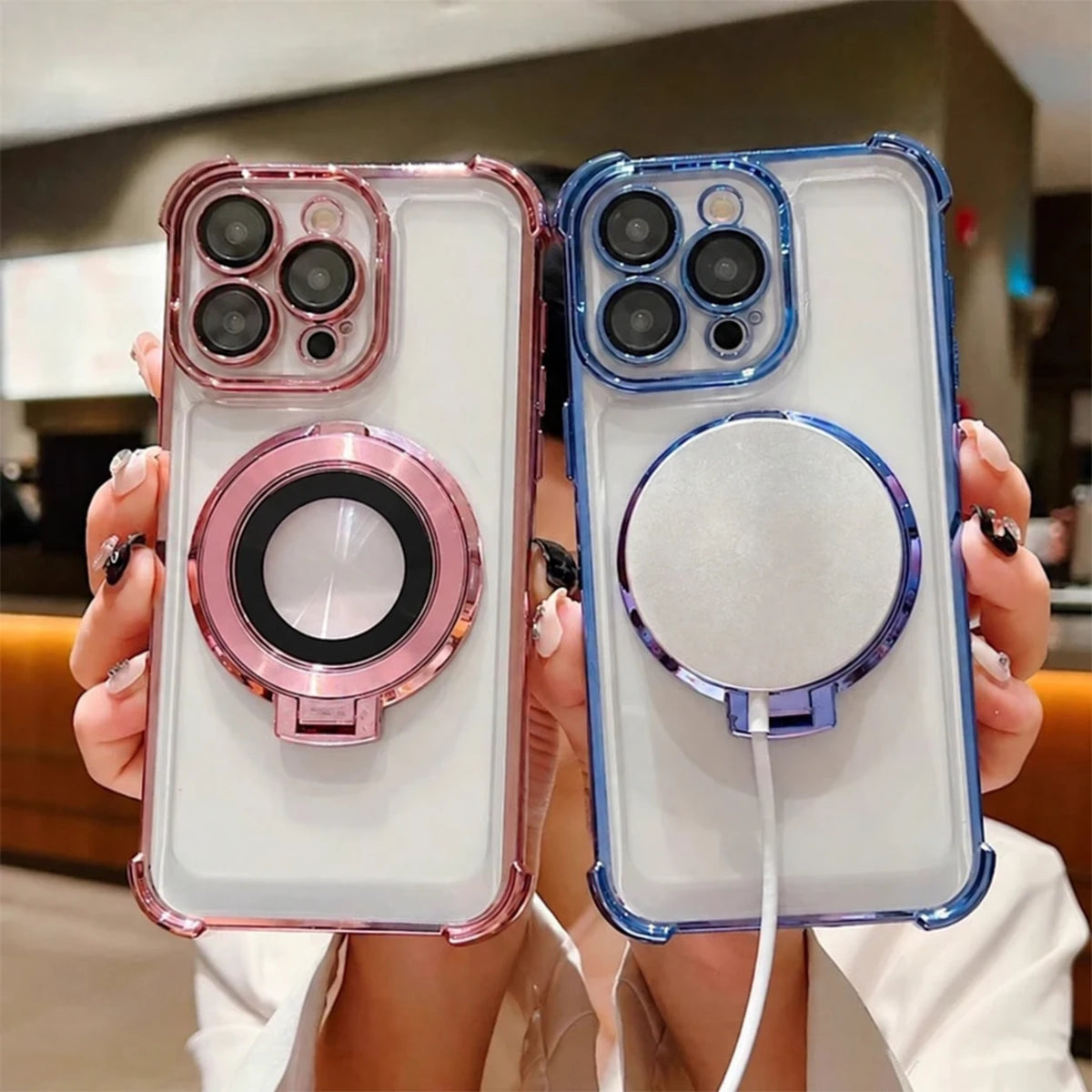 Metallic Magnetic Ring Stand Phone Case for iPhone 18 Pro Max, iPhone 18 Pro, iPhone 17 Pro, iPhone 17 Pro Max, iPhone 16 Pro Max, iPhone 17, iPhone 16 Pro, iPhone 16 Plus, iPhone 15 Pro Max, iPhone 16, iPhone 15 Pro & More Models