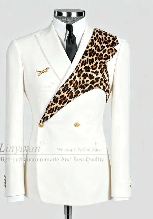 Men's Leopard Print 2-Piece Slim Fit Suit Set — product view