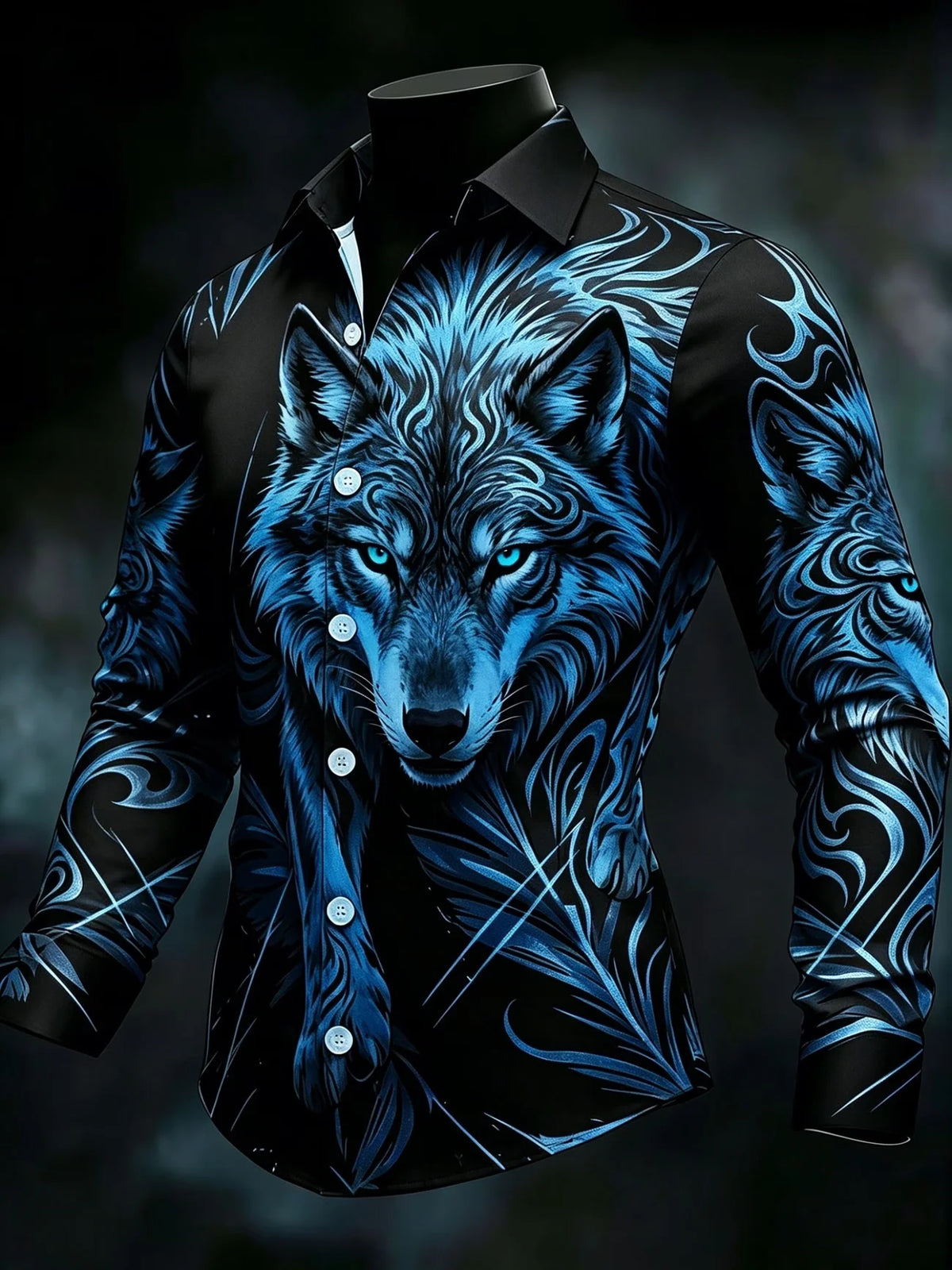 Men's Gradient Print Long-Sleeve Casual Shirt