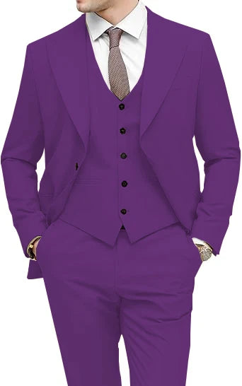Men's 3-Piece Slim Fit Peak Lapel Suit Set — product view