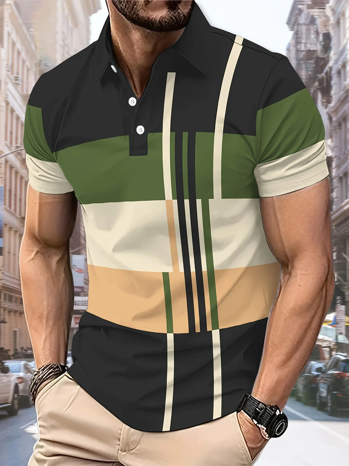 Men's Striped Polo Shirt