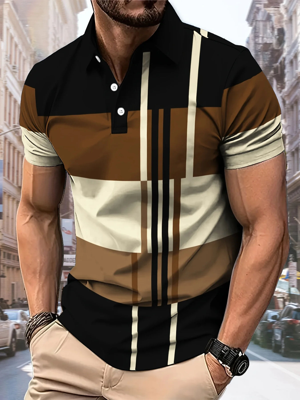 Men's Striped Polo Shirt
