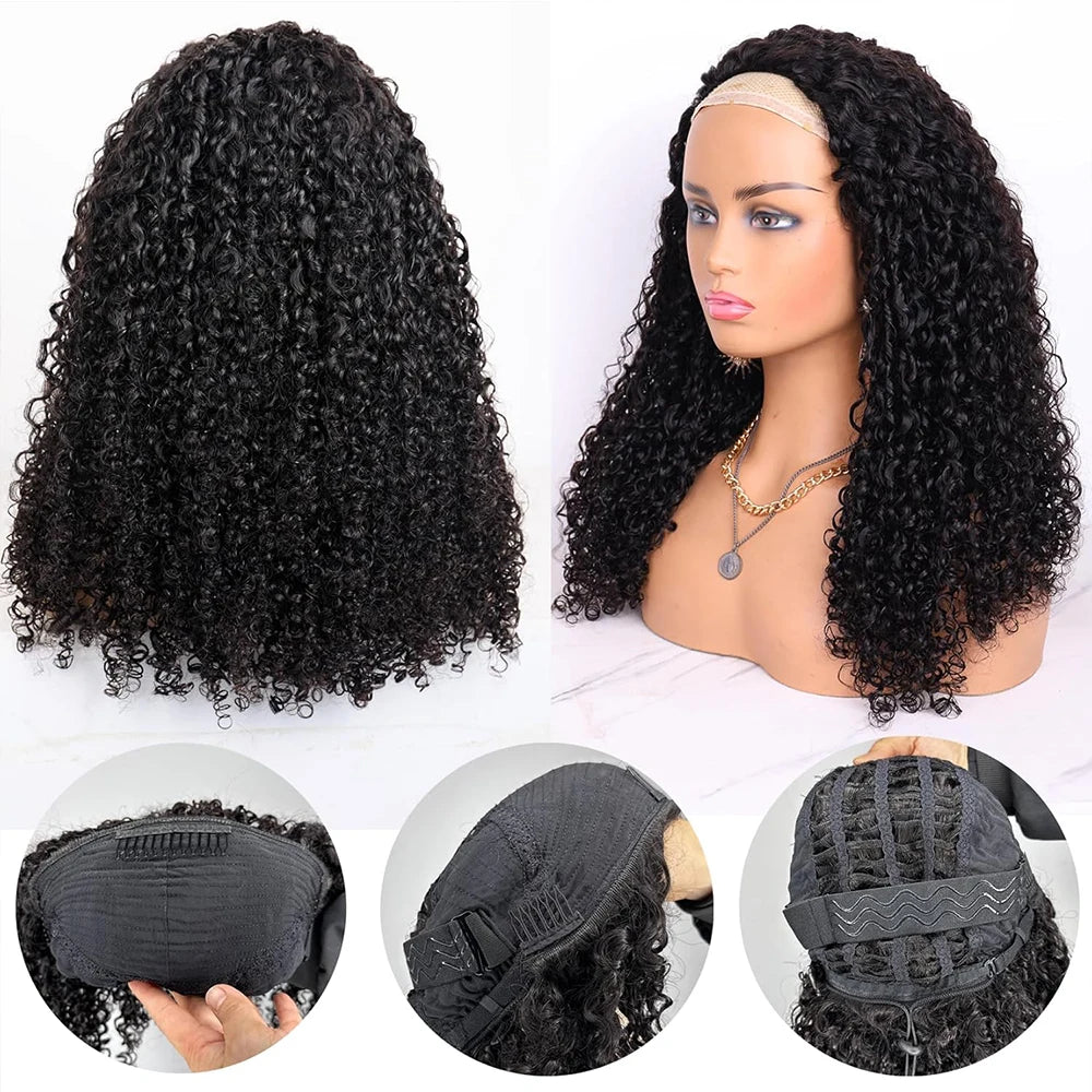 Deep Curly Half Wig Human Hair Glueless Wig Human Hair Ready to Wear - OSASCO