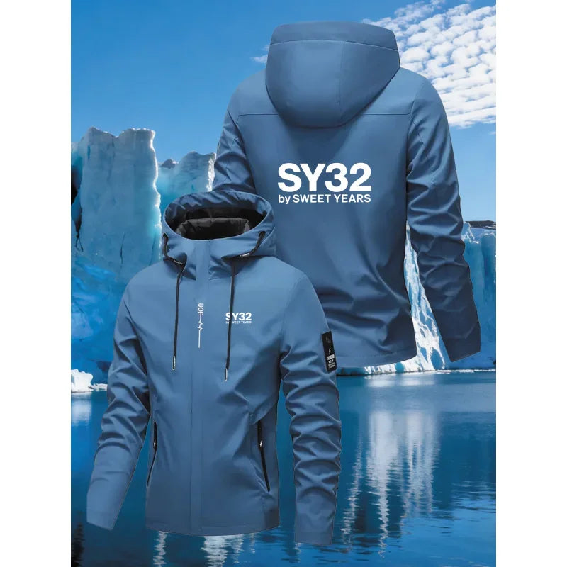 Men's Graphic Print Hooded Zip-Up Jacket