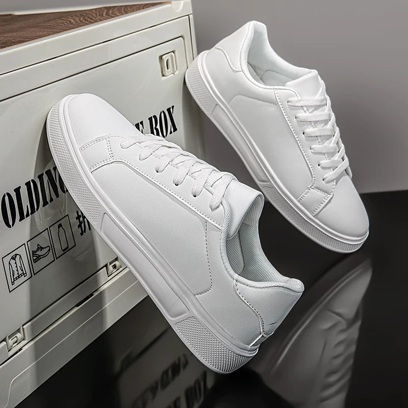 White PU Business Casual Sneakers — product view