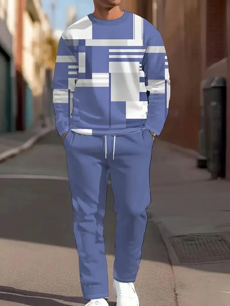 Men's Graphic Print Sweatshirt & Pants Set